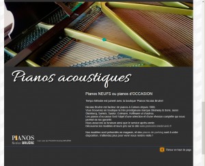 Page de présentation des pianos acoustiques